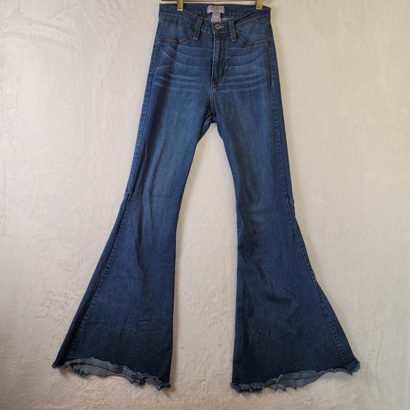 Judy Blue Bell Bottom Flare Jeans Blue Denim Boho Hippie 90s Sz 3 Fits 24x30 Mid - Picture 2 of 5